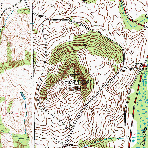 Topographic Map of Herrington Hill, NY