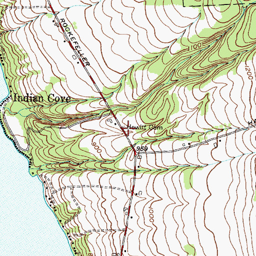 Topographic Map of Hewitt Cemetery, NY