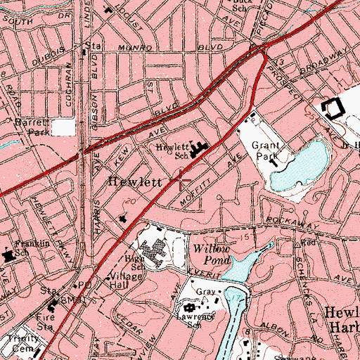 Topographic Map of Hewlett, NY