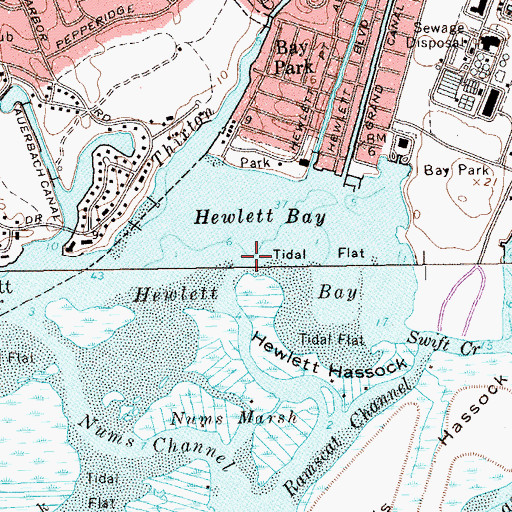Topographic Map of Hewlett Bay, NY
