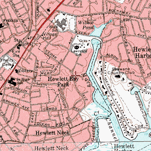 Topographic Map of Hewlett Bay Park, NY