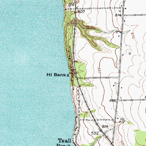 Topographic Map of Hi Banks, NY