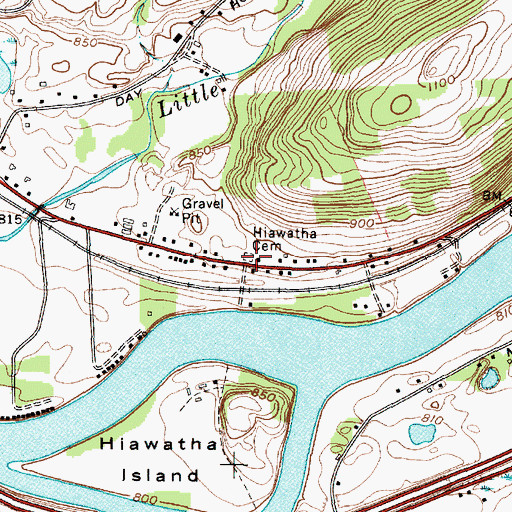 Topographic Map of Hiawatha Cemetery, NY