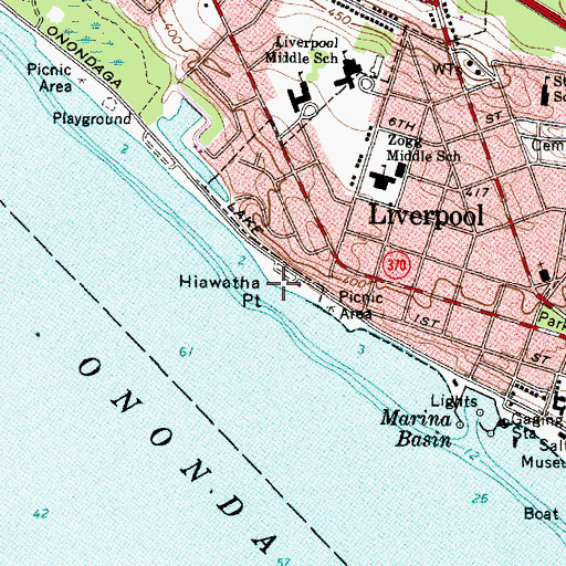 Topographic Map of Hiawatha Point, NY