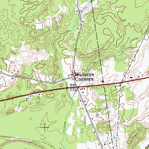 Topographic Map of Hickeys Corners, NY