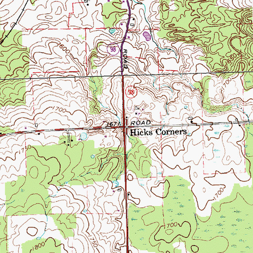 Topographic Map of Hicks Corners, NY