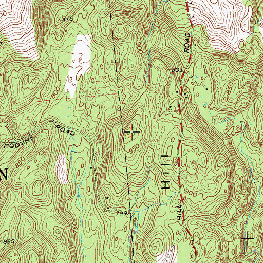 Topographic Map of Hicks Hill, NY