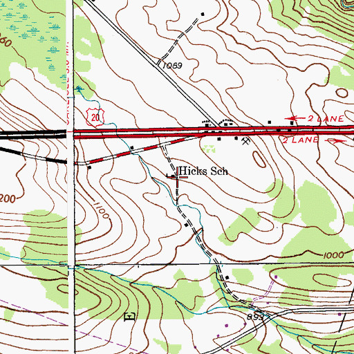 Topographic Map of Hicks School, NY