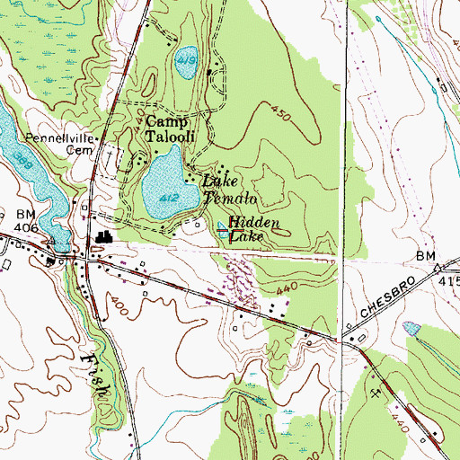 Topographic Map of Hidden Lake, NY