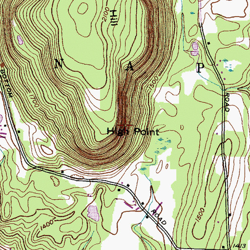 Topographic Map of High Point, NY