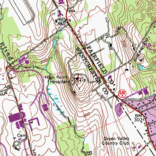 Topographic Map of High Point Hospital, NY
