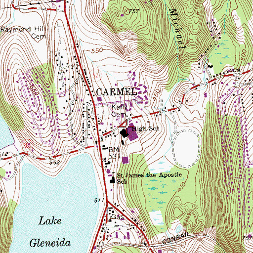 Topographic Map of High School, NY