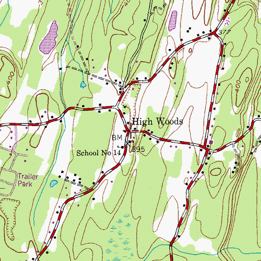Topographic Map of High Woods, NY