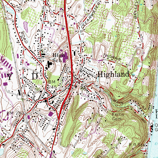 Topographic Map of Highland, NY