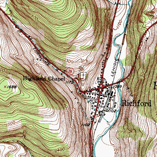 Topographic Map of Highland Chapel, NY