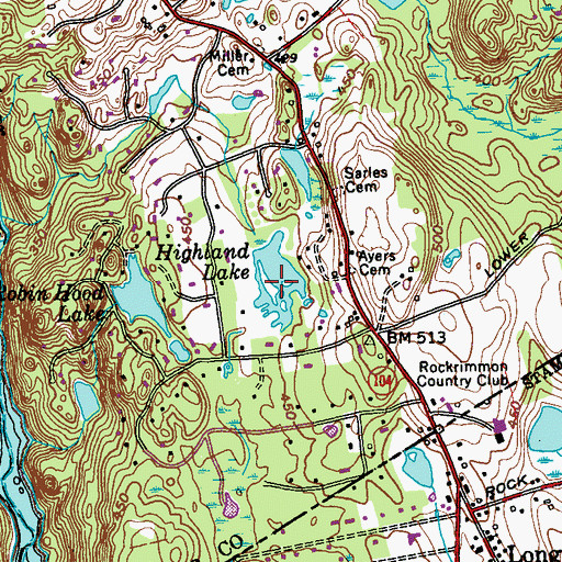 Topographic Map of Highland Lake, NY