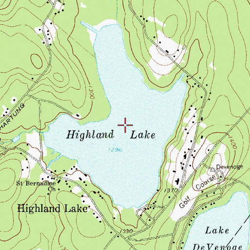 Topographic Map of Highland Lake, NY