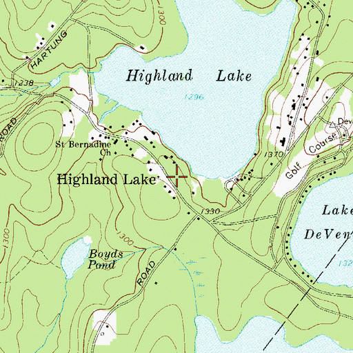 Topographic Map of Highland Lake, NY