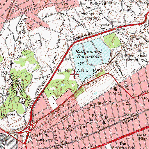 Topographic Map of Highland Park, NY