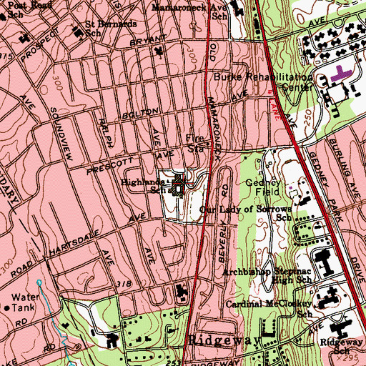 Topographic Map of Highlands School, NY