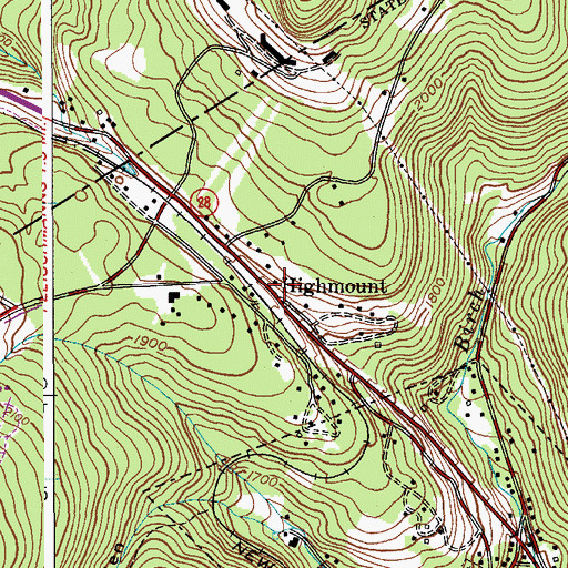 Topographic Map of Highmount, NY