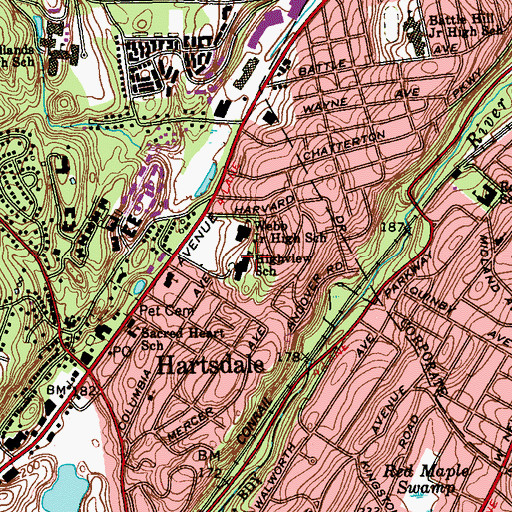 Topographic Map of Highview School, NY