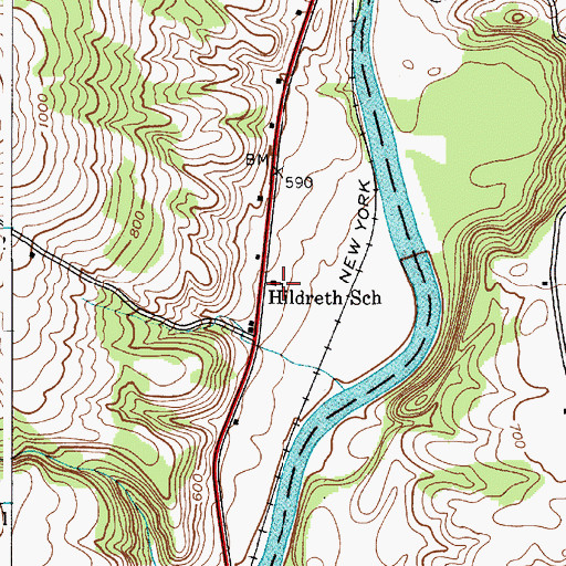 Topographic Map of Hildreth School (historical), NY