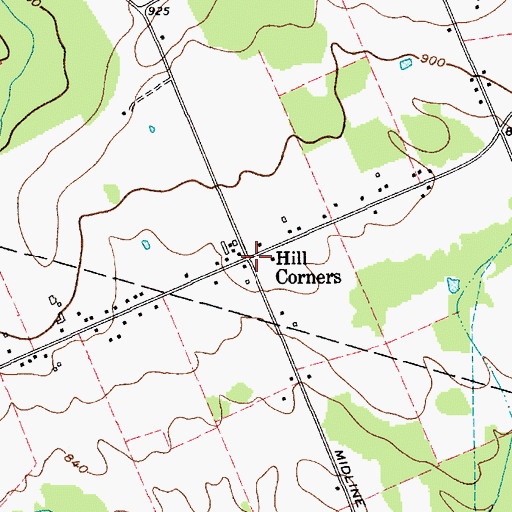 Topographic Map of Hill Corners, NY