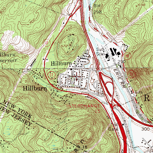 Topographic Map of Hillburn, NY