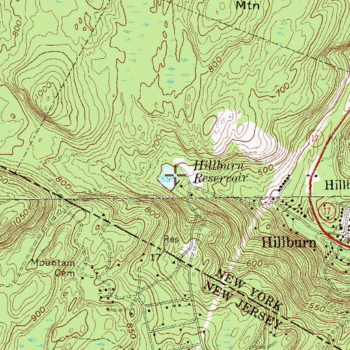 Topographic Map of Hillburn Reservoir, NY