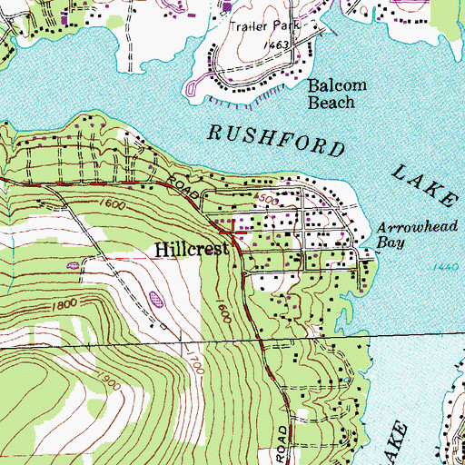 Topographic Map of Hillcrest, NY