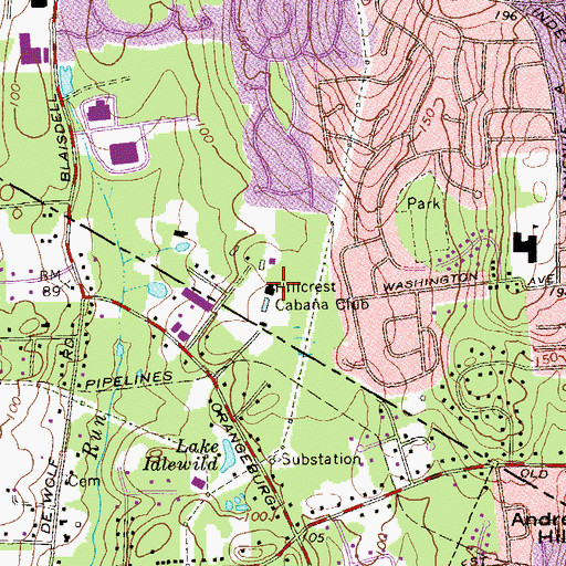 Topographic Map of Hillcrest Cabana Club, NY