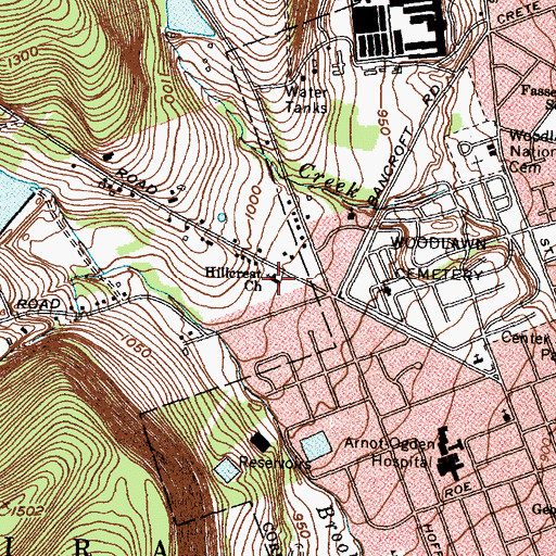 Topographic Map of Hillcrest Baptist Church, NY