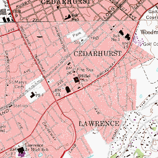 Topographic Map of Hillel School, NY