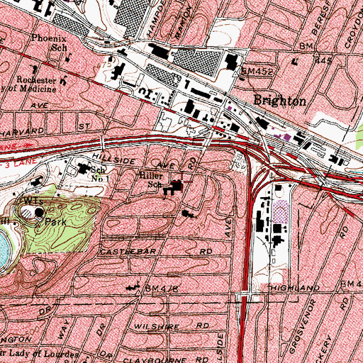 Topographic Map of Hiller School, NY