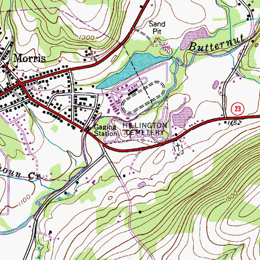Topographic Map of Hillington Cemetery, NY