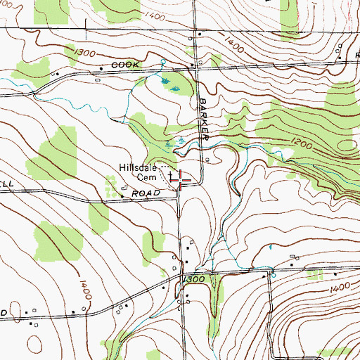 Topographic Map of Hillsdale Cemetery, NY