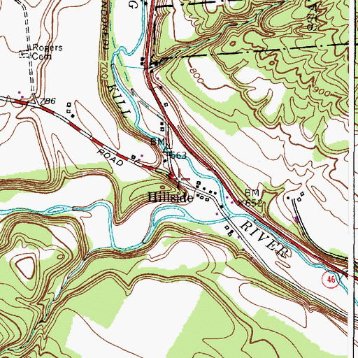 Topographic Map of Hillside, NY