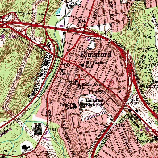 Topographic Map of Carl L Dixson Elementary School, NY