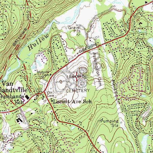 Topographic Map of Hillside Cemetery, NY