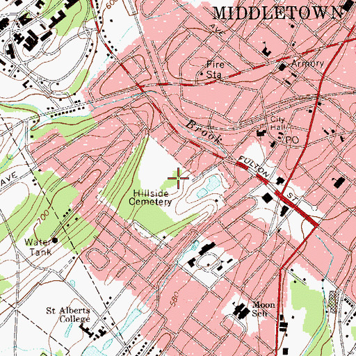 Topographic Map of Hillside Cemetery, NY