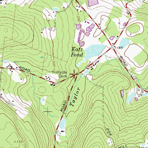 Topographic Map of Hillside Cemetery, NY