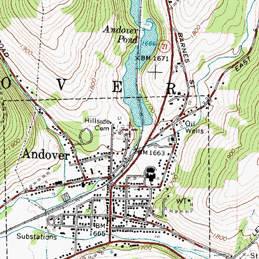 Topographic Map of Hillside Cemetery, NY