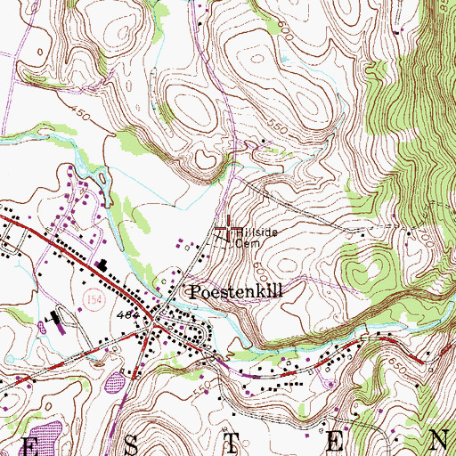 Topographic Map of Hillside Cemetery, NY
