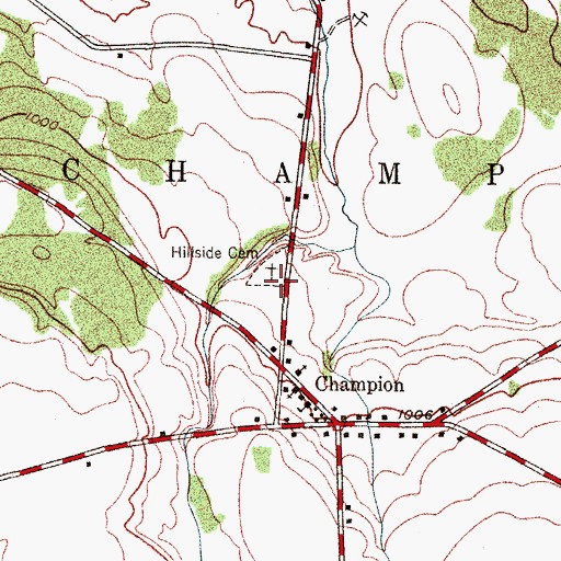 Topographic Map of Hillside Cemetery, NY