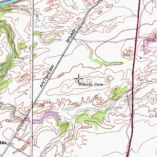 Topographic Map of Hillside Cemetery, NY