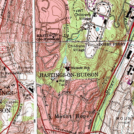 Topographic Map of Hillside Elementary School, NY