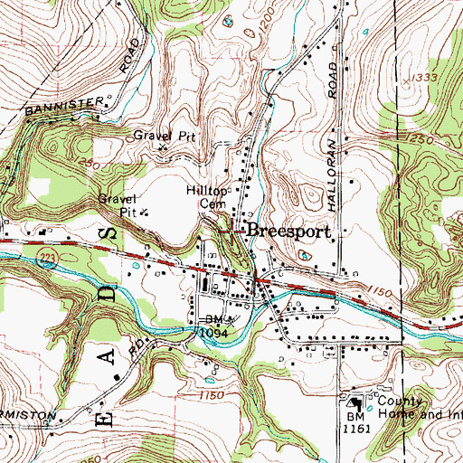 Topographic Map of Hill Top Cemetery, NY