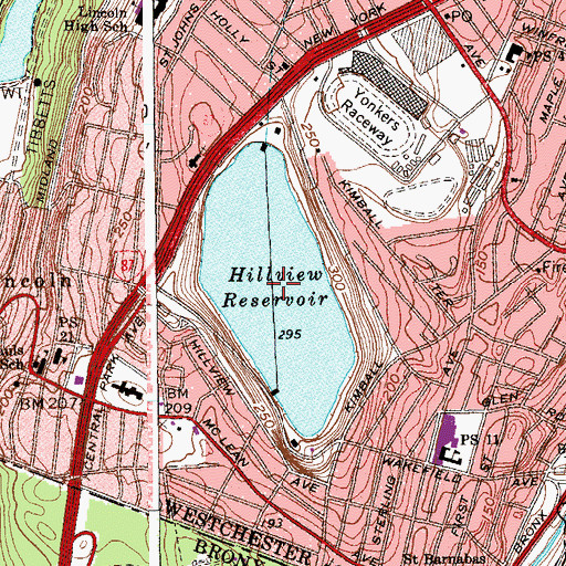 Topographic Map of Hillview Reservoir, NY