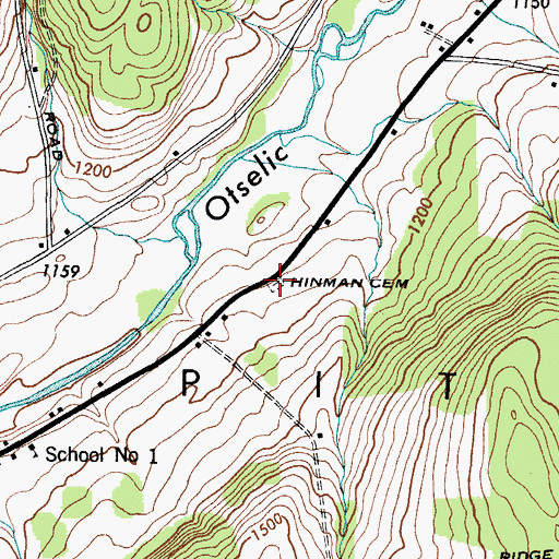 Topographic Map of Hinman Cemetery, NY